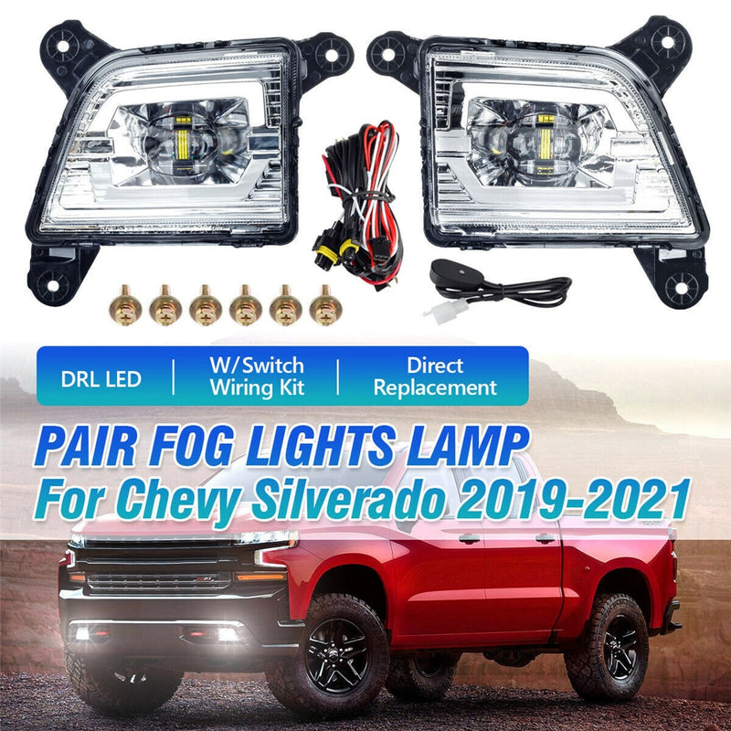 LED DRL Fog Lamp for Chevy Silverado 2019-2021 with Wiring Kit