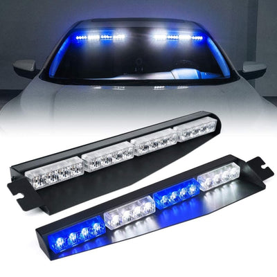 Visor Strobe LED Light Bar Interior Windshield Emergency Lights pair