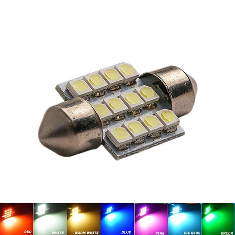 31mm 3528 1210 SMD 12 LED Car Auto Festoon Dome Interior Map Lights Bulb Lamp for DC 12V Blue Green Red Ice Blue White