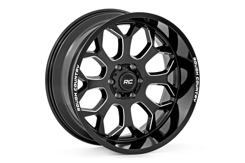 Rough Country 96 Series Wheel | One-Piece | Gloss Black | 20x10 | 6x5.5 | -19mm