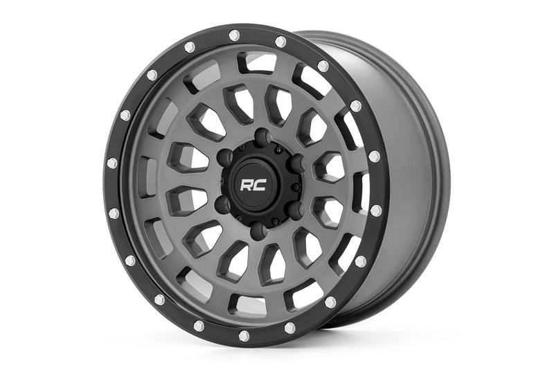 Rough Country 87 Series Wheel | Simulated Beadlock | Gray/Black | 17x8.5 | 6x5.5 | +0mm