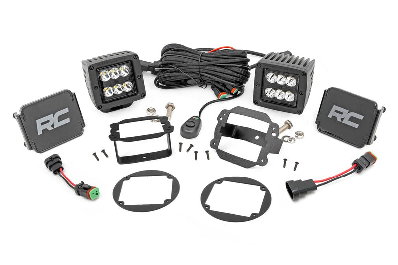 LED Light Kit | Fog Mount | 2" Black Pair | Jeep Wrangler JK/Wrangler Unlimited (07-09)